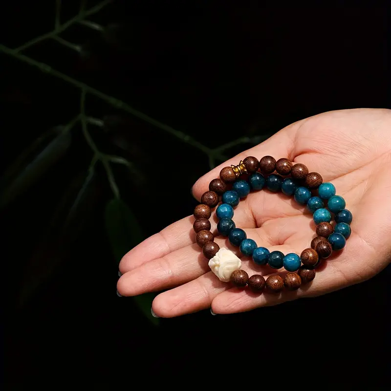 Lapis Lazuli and Sandalwood Bead Bracelet