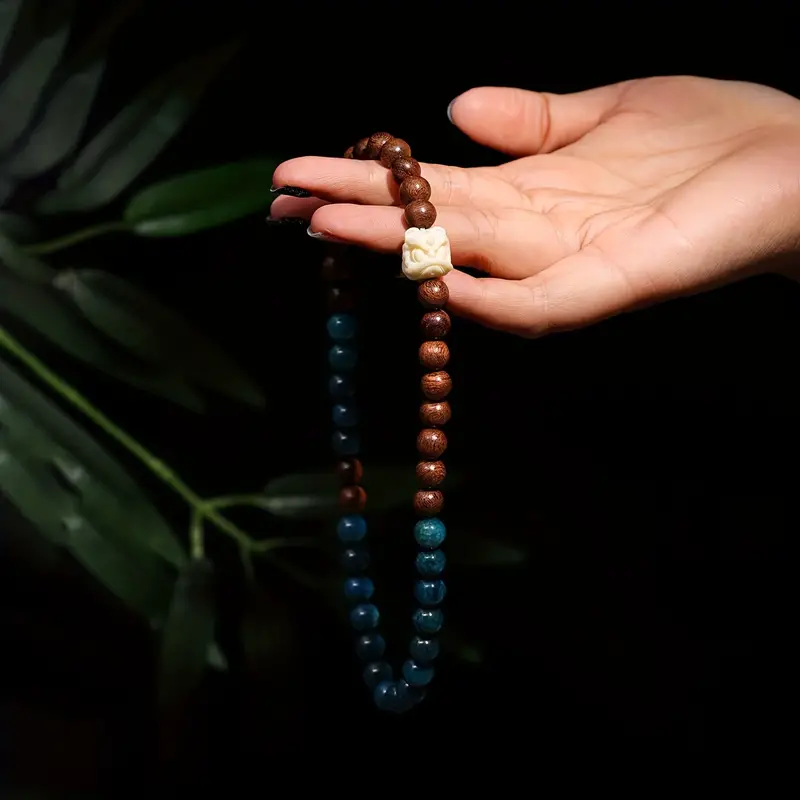 Lapis Lazuli and Sandalwood Bead Bracelet