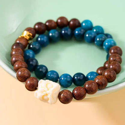 Lapis Lazuli and Sandalwood Bead Bracelet