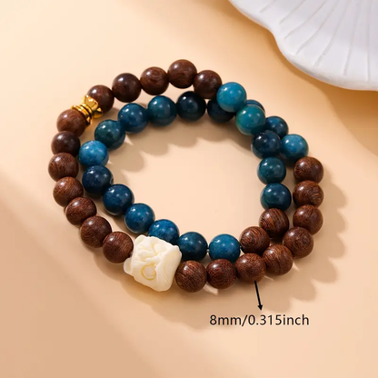 Lapis Lazuli and Sandalwood Bead Bracelet